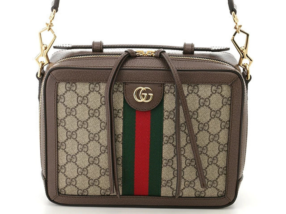 Gucci Ophidia Shoulder Bag GG Canvas Dark Brown Beige Cream